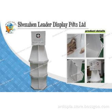 Grey Paper Three Tiers Brochure Display Stand , POP Retail